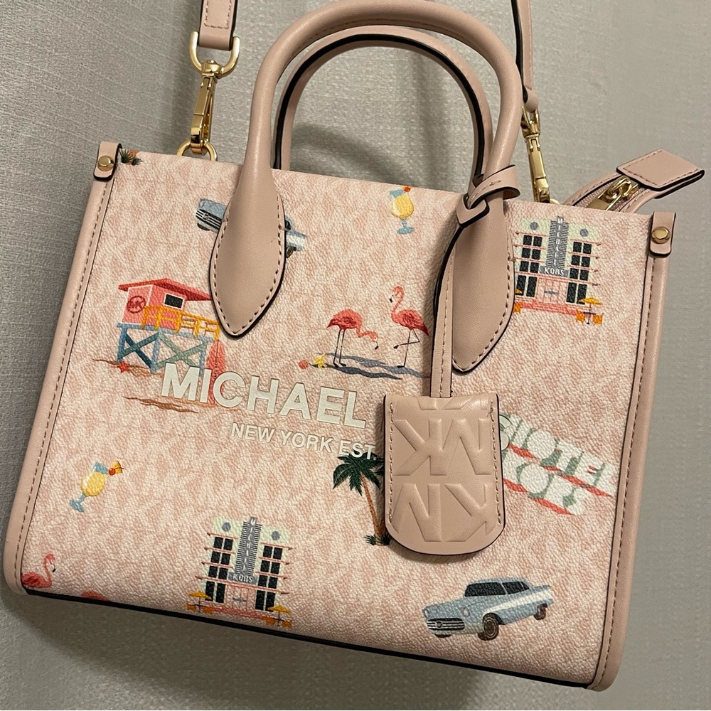Michael Kors Pink Satchel with Tropical Print - Picture 4 of 9